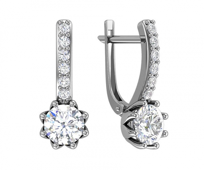 Серьги из серебра с камнем Фианит фото, цены