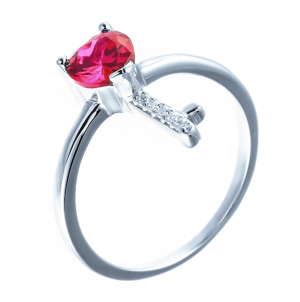 Кольцо из серебра с камнем Циркон, Рубин синт фото, цены