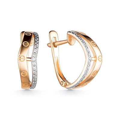 Серьги из золота с камнем Фианит фото, цены