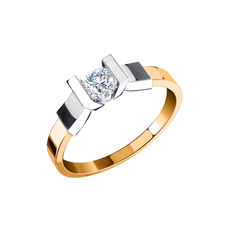 Кольцо из золота с камнем Фианит фото, цены