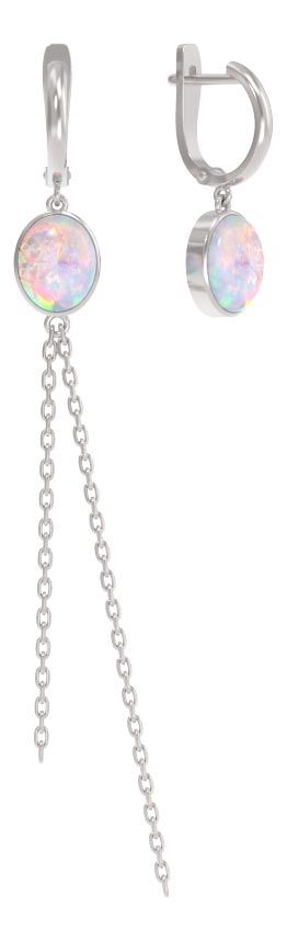 Серьги из серебра с камнем Опал иск. фото, цены