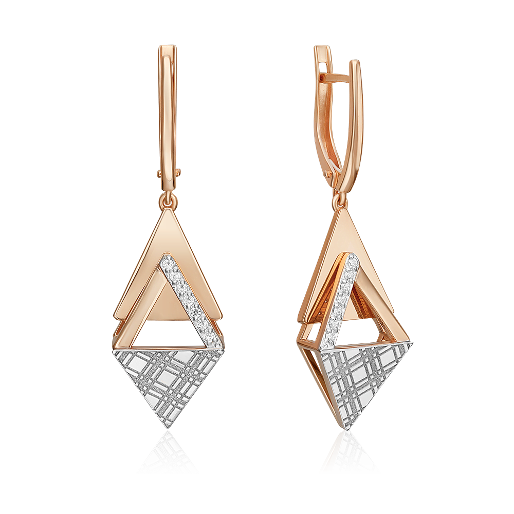 Серьги из золота с камнем Фианит фото, цены