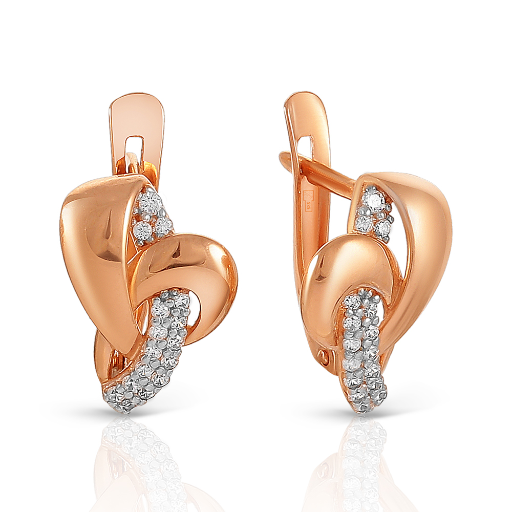 Серьги из золота с камнем Куб цирконий фото, цены