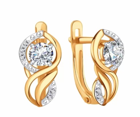 Серьги из золота с камнем Фианит фото, цены