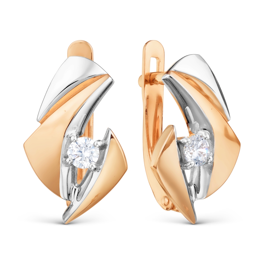 Серьги из золота с камнем Фианит фото, цены