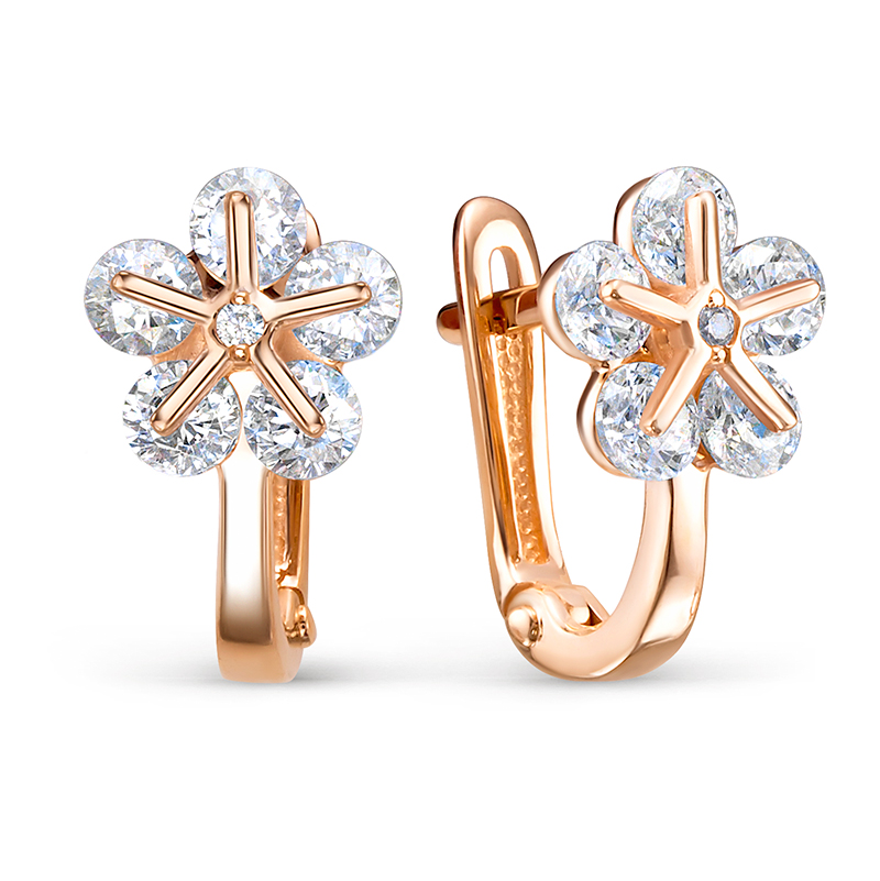 Серьги из золота с камнем Фианит фото, цены