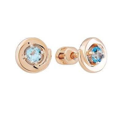 Пуссеты из золота с камнем Сапфир фото, цены