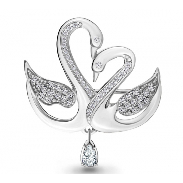 Брошь из серебра с камнем Фианит фото, цены