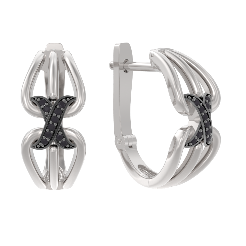 Серьги из серебра с камнем Шпинель фото, цены