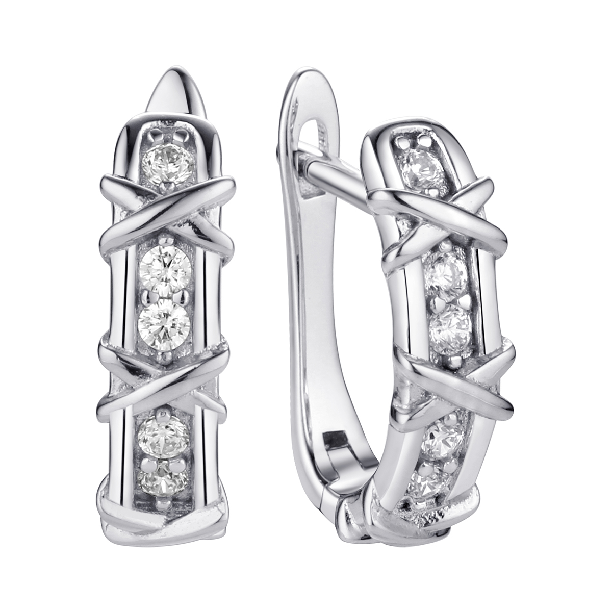 Серьги из серебра с камнем Фианит фото, цены