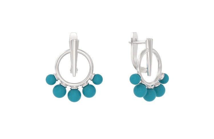 Серьги из серебра с камнем Бирюза с. фото, цены