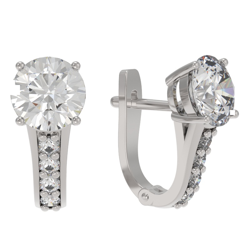 Серьги из серебра с камнем Фианит фото, цены