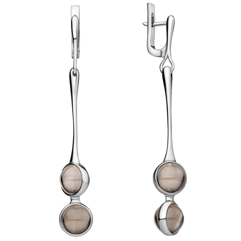 Серьги из серебра с камнем Цитрин фото, цены