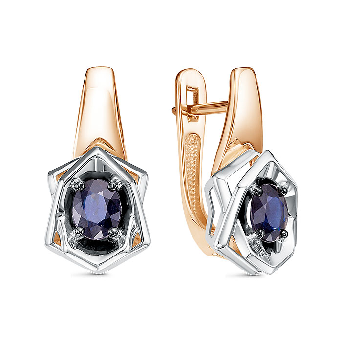 Серьги из золота с камнем Сапфир фото, цены