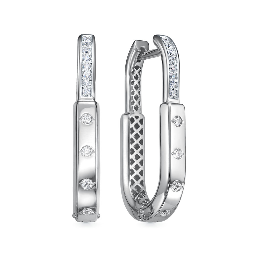 Серьги из серебра с камнем Фианит фото, цены