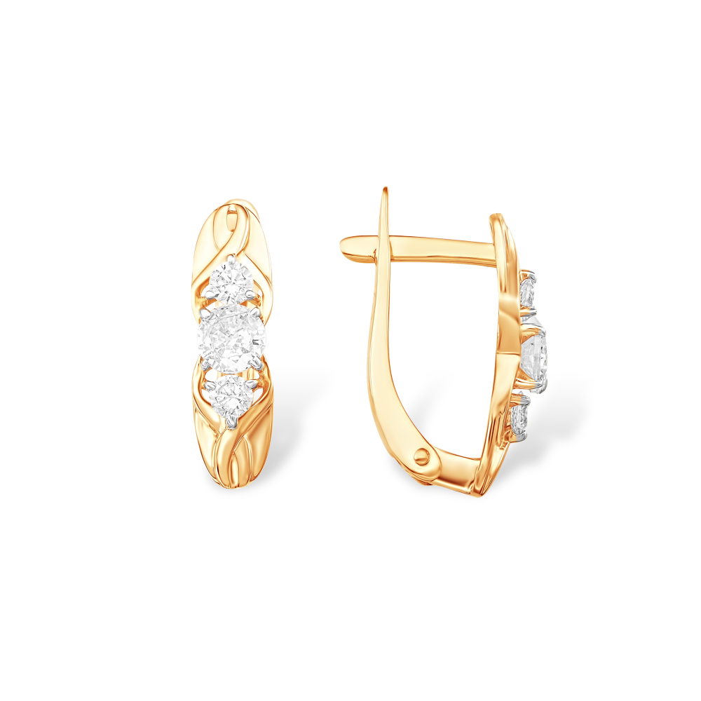 Серьги из золота с камнем Фианит фото, цены