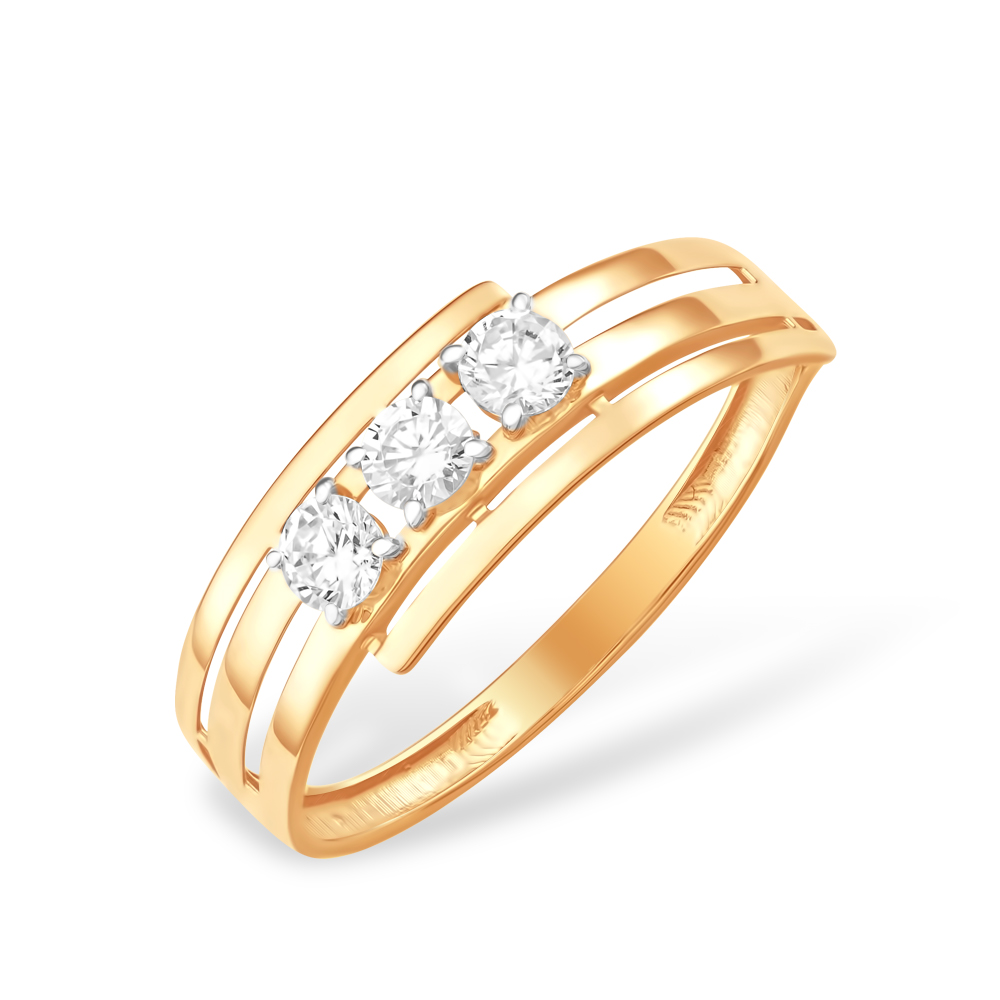 Кольцо из золота с камнем Фианит фото, цены