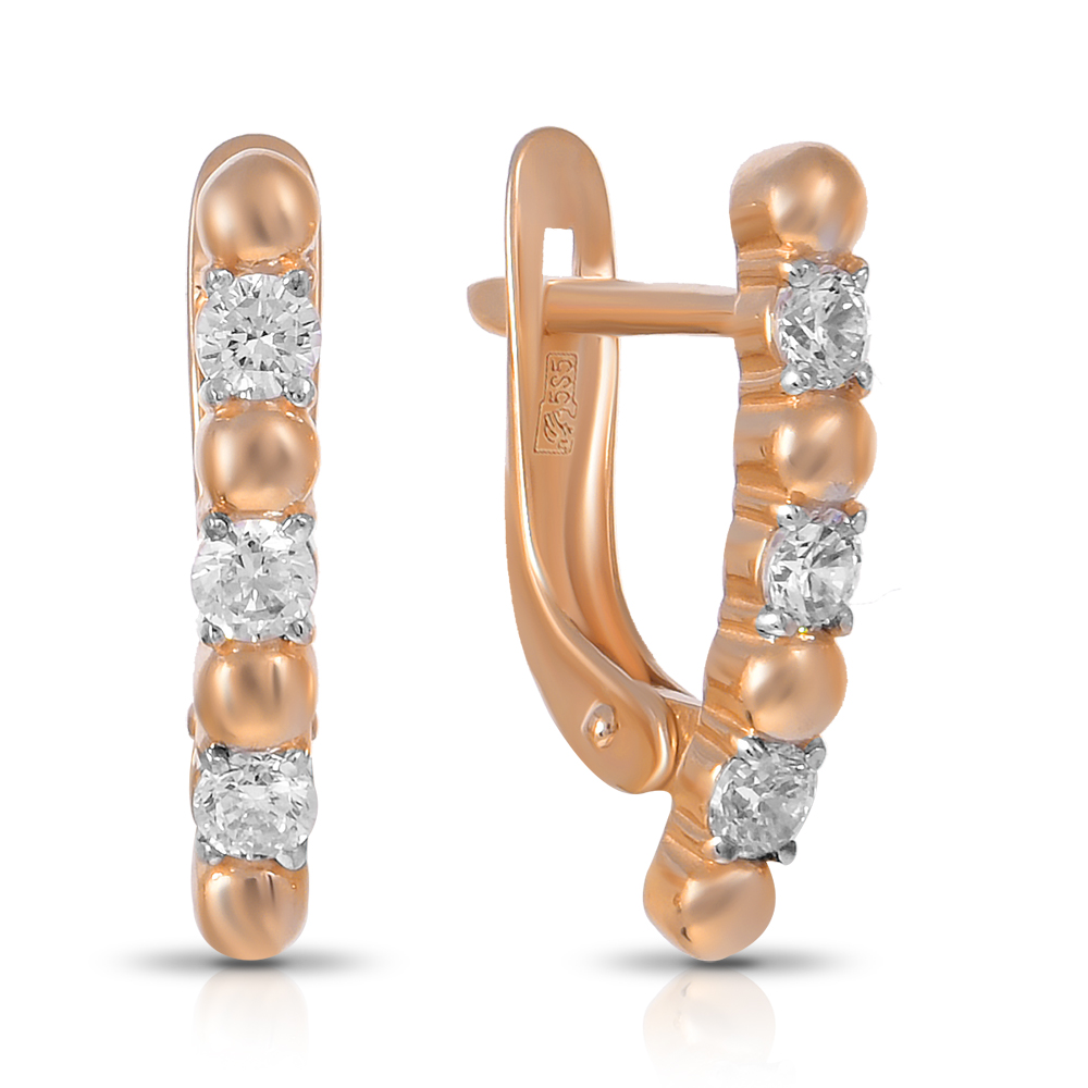 Серьги из золота с камнем Фианит фото, цены