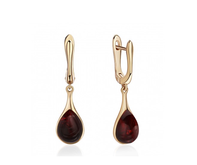 Серьги из серебра с камнем Янтарь фото, цены