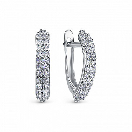 Серьги из серебра с камнем Фианит фото, цены