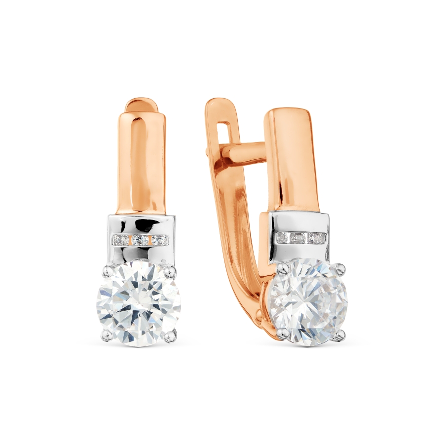 Серьги из золота с камнем Фианит фото, цены