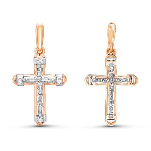 Крест из золота с камнем Бриллиант фото, цены