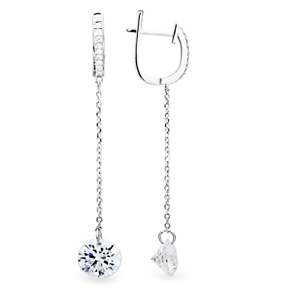 Серьги из серебра с камнем Фианит фото, цены