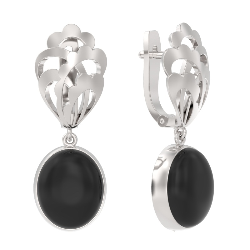 Серьги из серебра с камнем Агат фото, цены