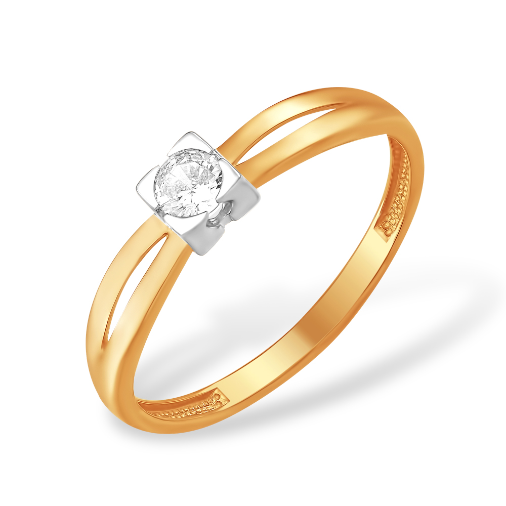 Кольцо из золота с камнем Фианит фото, цены