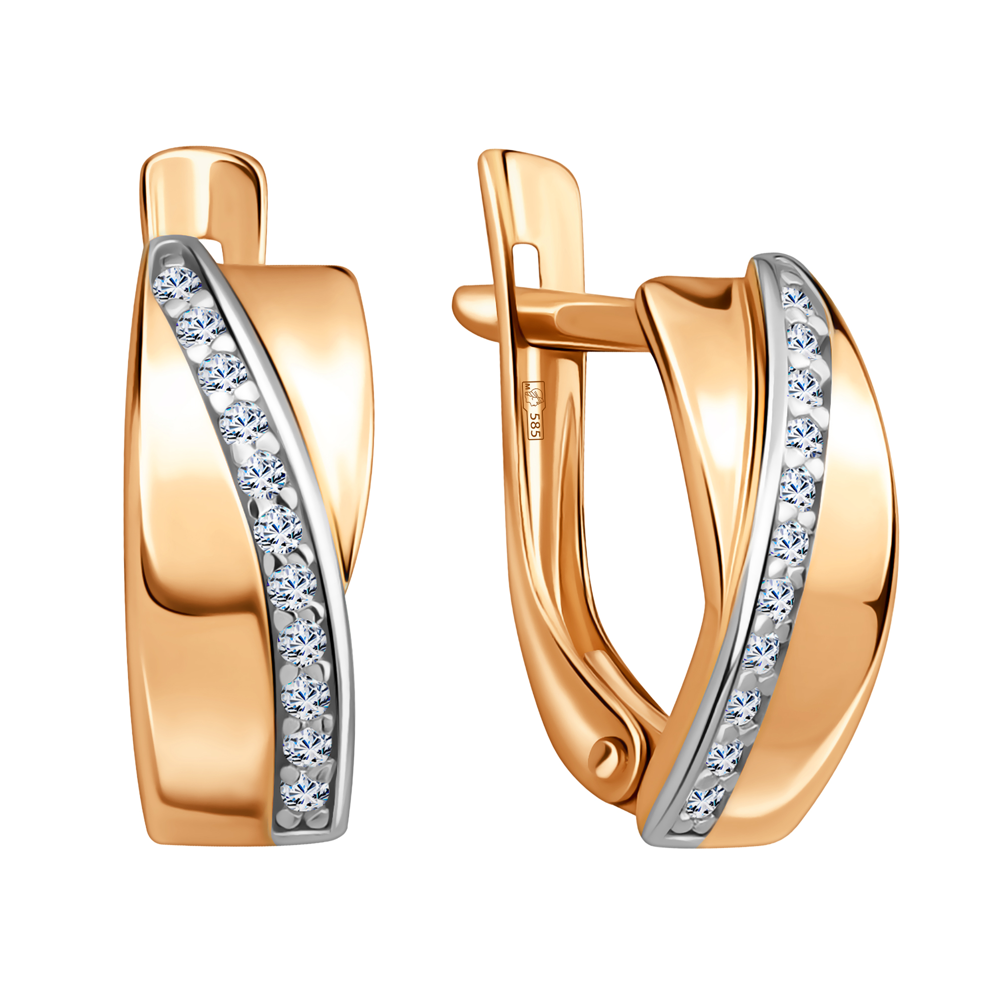 Серьги из золота с камнем Куб цирконий фото, цены