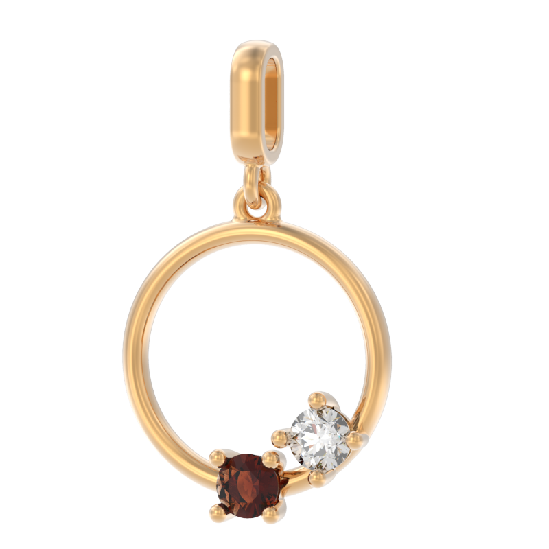 Подвеска из золота с камнем Гранат, Фианит фото, цены