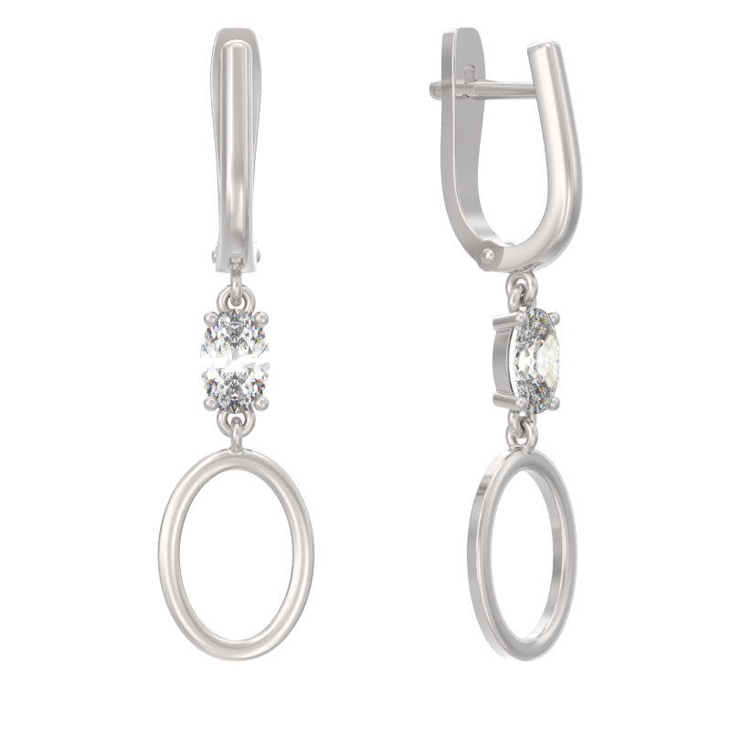 Серьги из серебра с камнем Фианит фото, цены