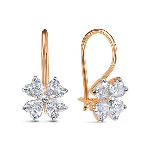 Серьги из золота с камнем Фианит фото, цены