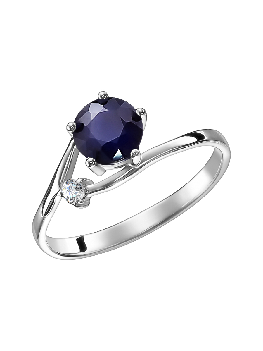 Кольцо из серебра с камнем Фианит, Сапфир фото, цены