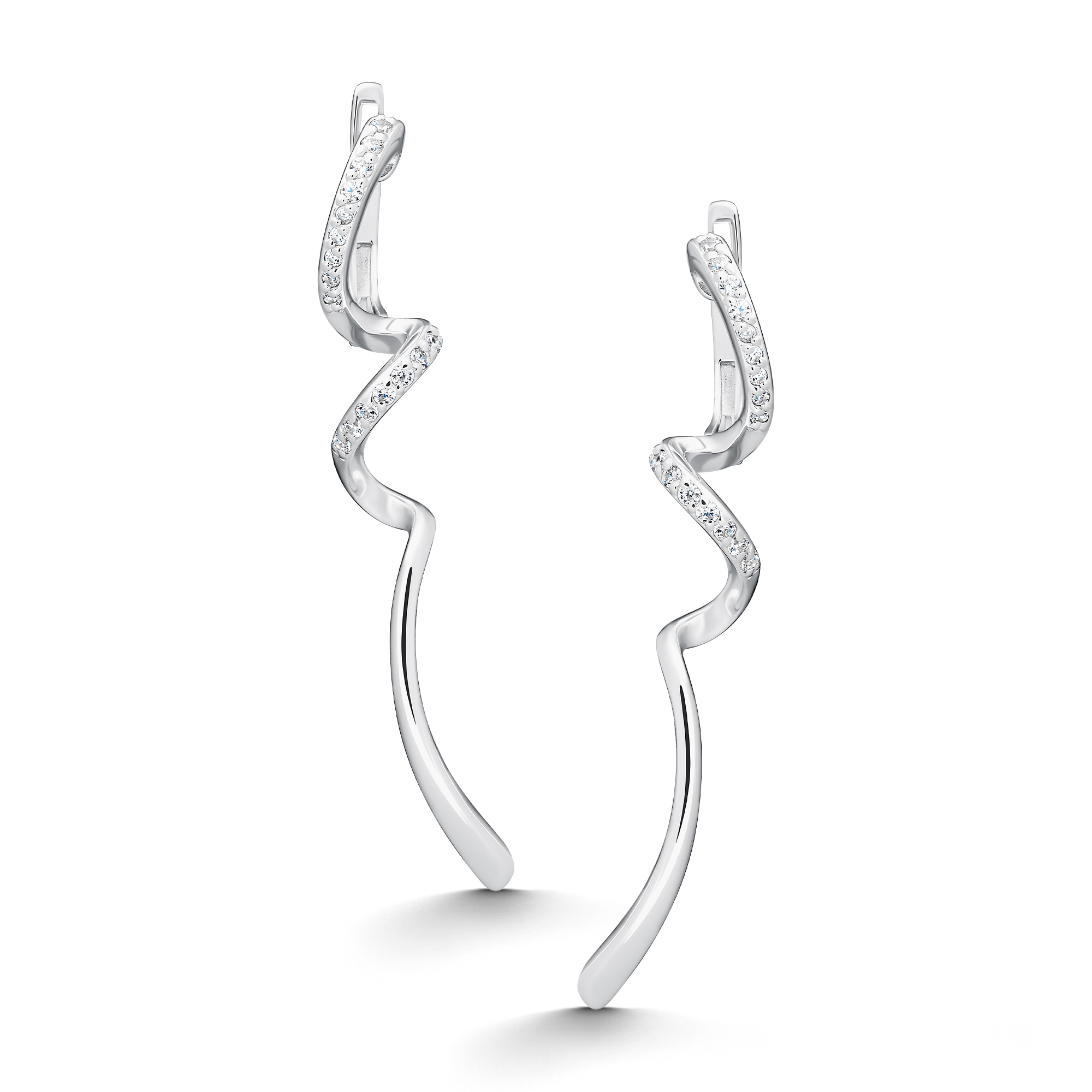 Серьги из серебра с камнем Фианит фото, цены