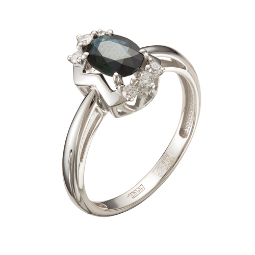 Кольцо из золота с камнем Бриллиант, Сапфир фото, цены