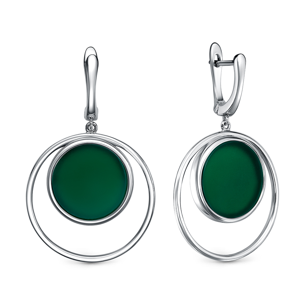 Серьги из серебра с камнем Агат фото, цены