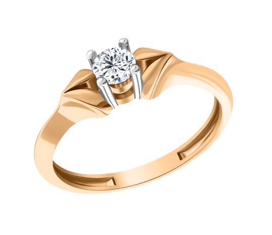 Кольцо из золота с камнем Фианит фото, цены