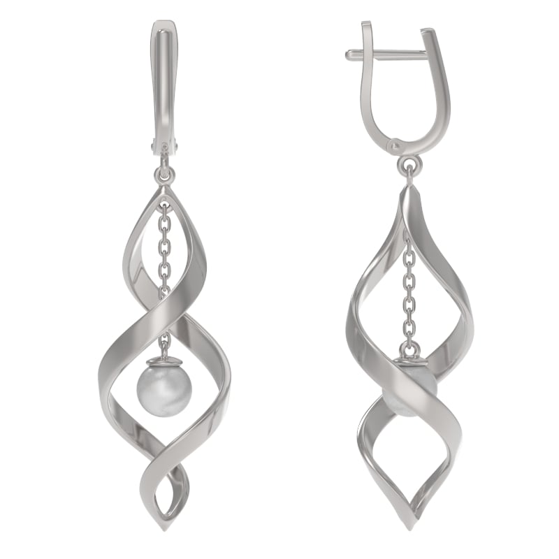 Серьги из серебра с камнем Жемчуг фото, цены