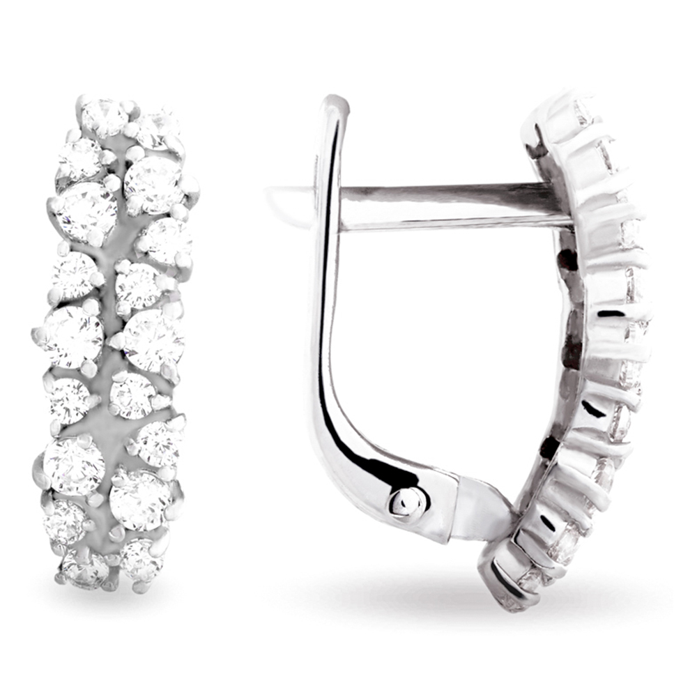 Серьги из серебра с камнем Фианит фото, цены