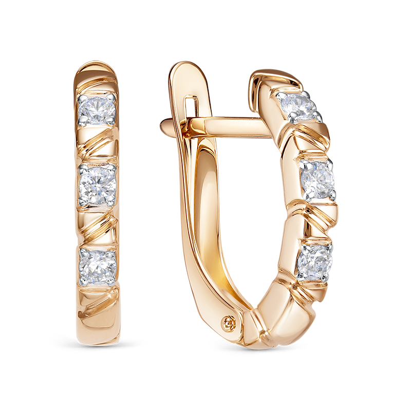 Серьги из золота с камнем Фианит фото, цены