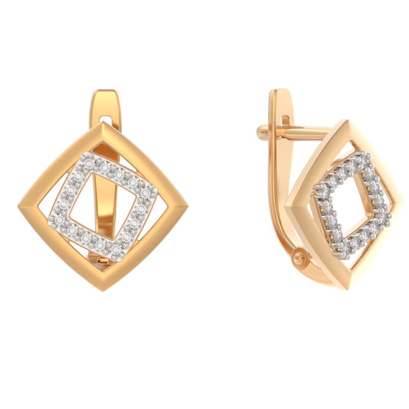 Серьги из золота с камнем Фианит фото, цены