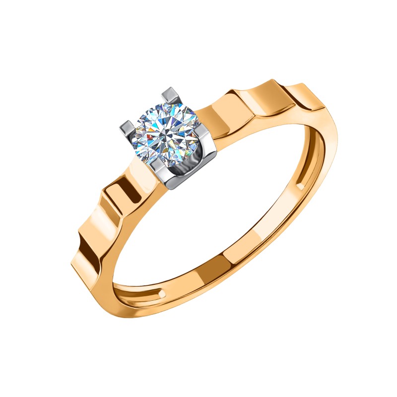 Кольцо из золота с камнем Фианит фото, цены