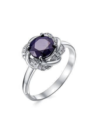 Кольцо из серебра с камнем Сапфир, Циркон фото, цены