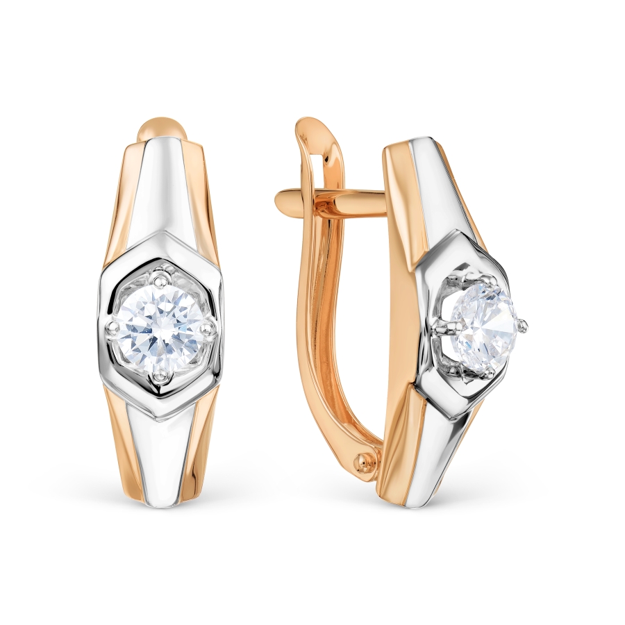 Серьги из золота с камнем Фианит фото, цены