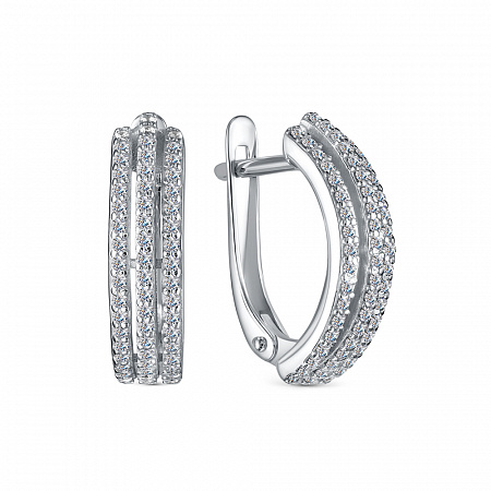 Серьги из серебра с камнем Фианит фото, цены