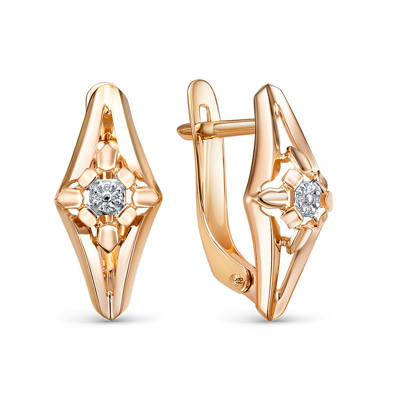 Серьги из золота с камнем Фианит фото, цены