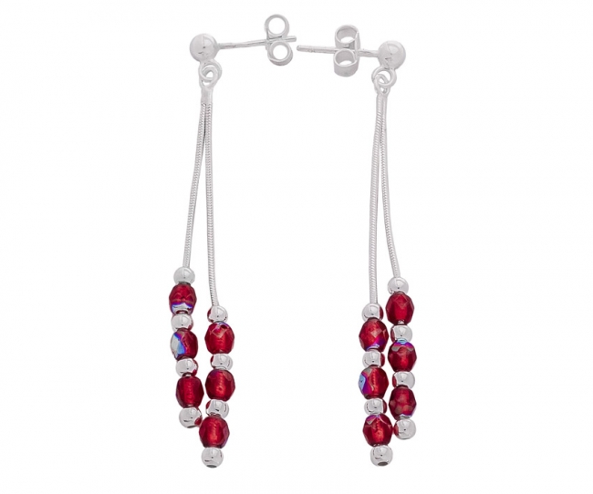 Серьги из серебра с камнем Кристалл фото, цены