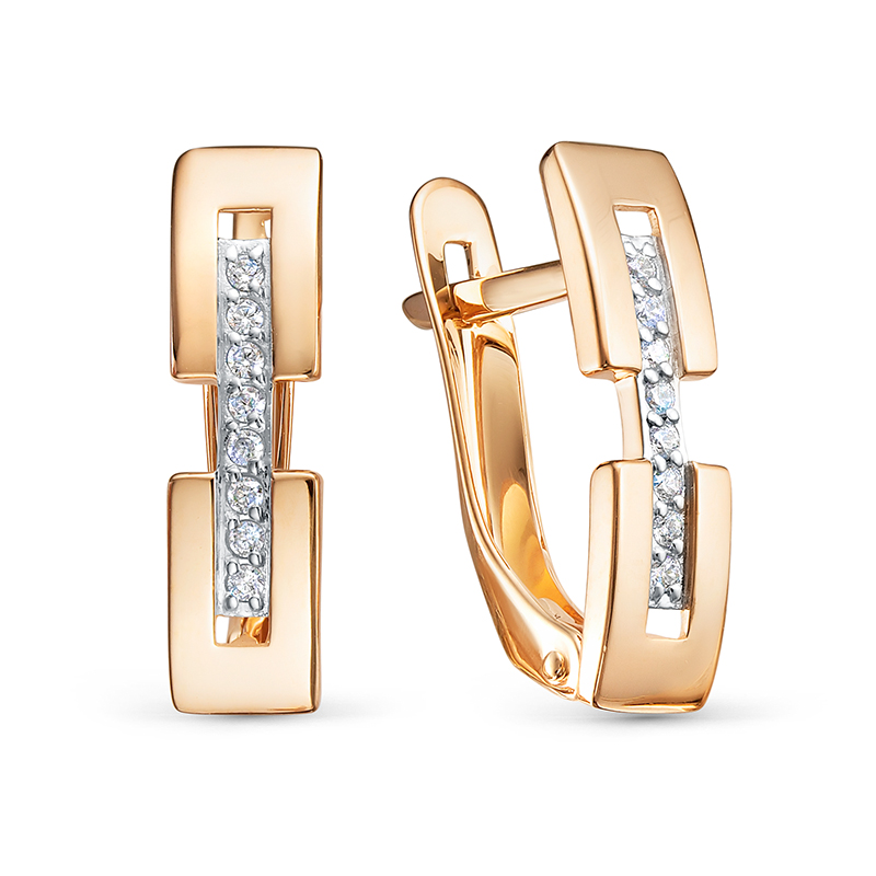 Серьги из золота с камнем Фианит фото, цены