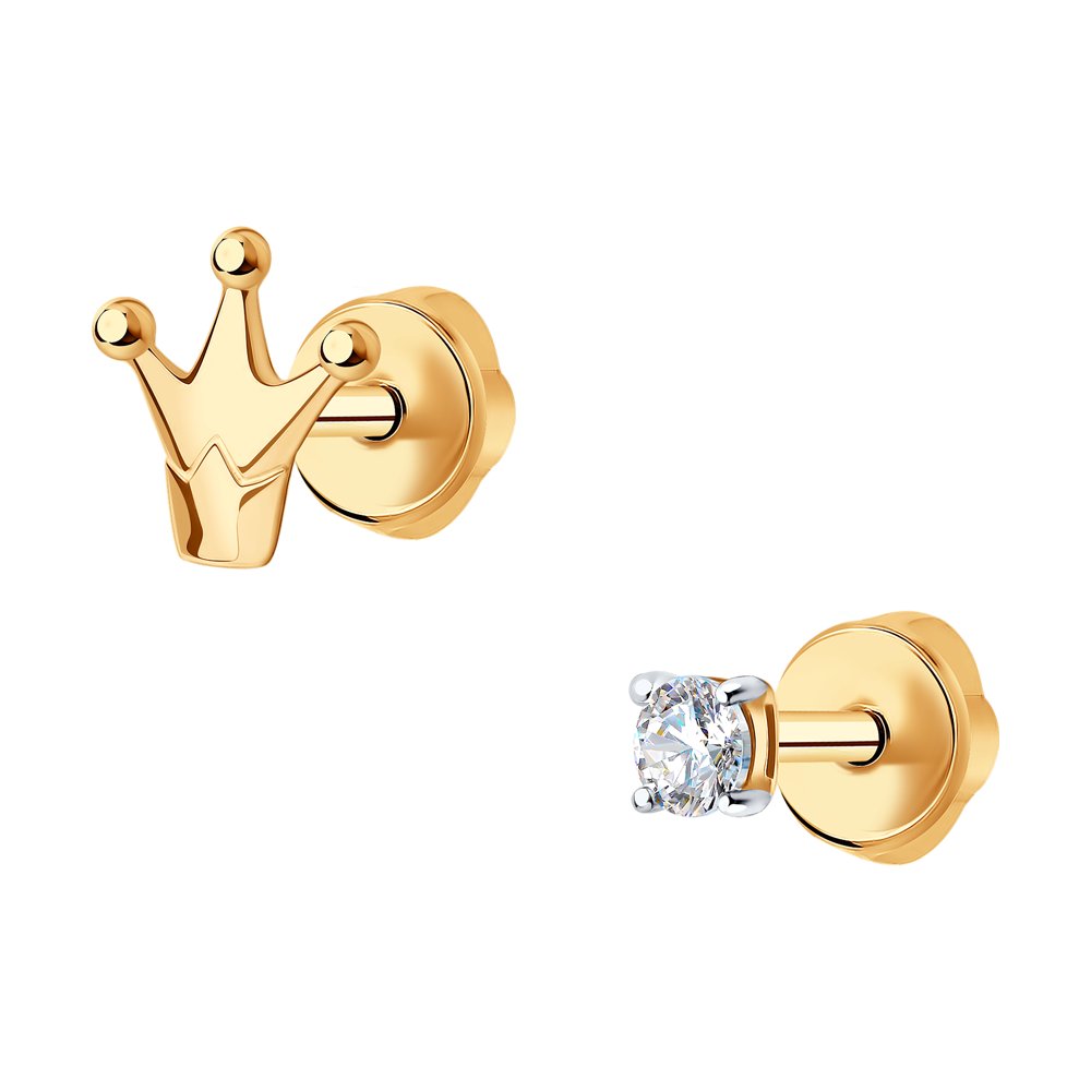 Пуссеты из золота с камнем Фианит фото, цены